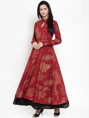 block printed anarkali kurta - 16618126 - Standard Image - 2