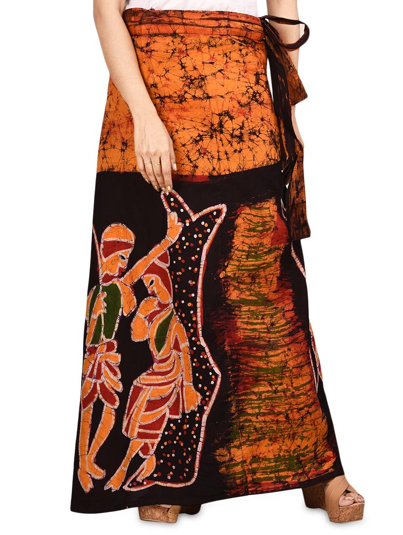 tribal print cotton flared wrap skirt - 16618207 - Zoom Image - 1