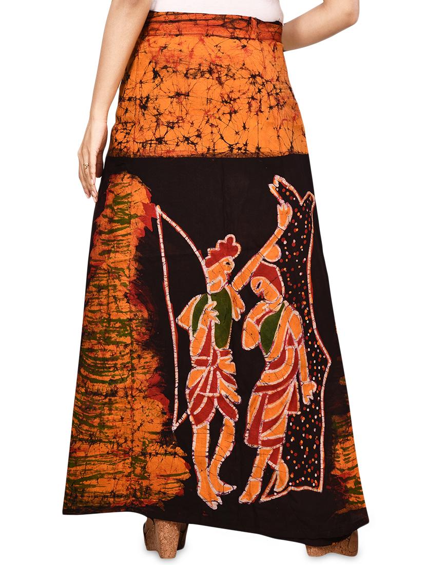 tribal print cotton flared wrap skirt - 16618207 - Zoom Image - 3