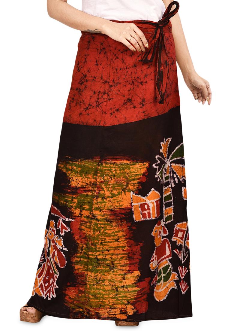 tribal print cotton flared wrap skirt - 16618208 - Zoom Image - 1