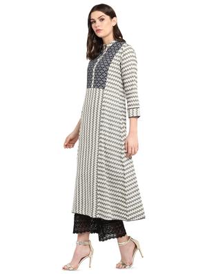 striped a-line kurta - 16618389 - Standard Image - 2