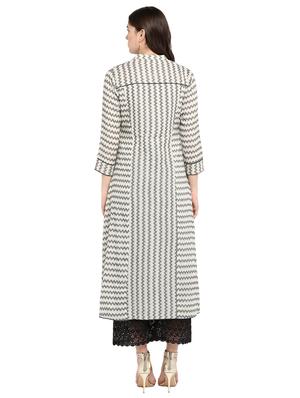 striped a-line kurta - 16618389 - Standard Image - 3