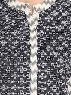 striped a-line kurta - 16618389 - Standard Image - 4