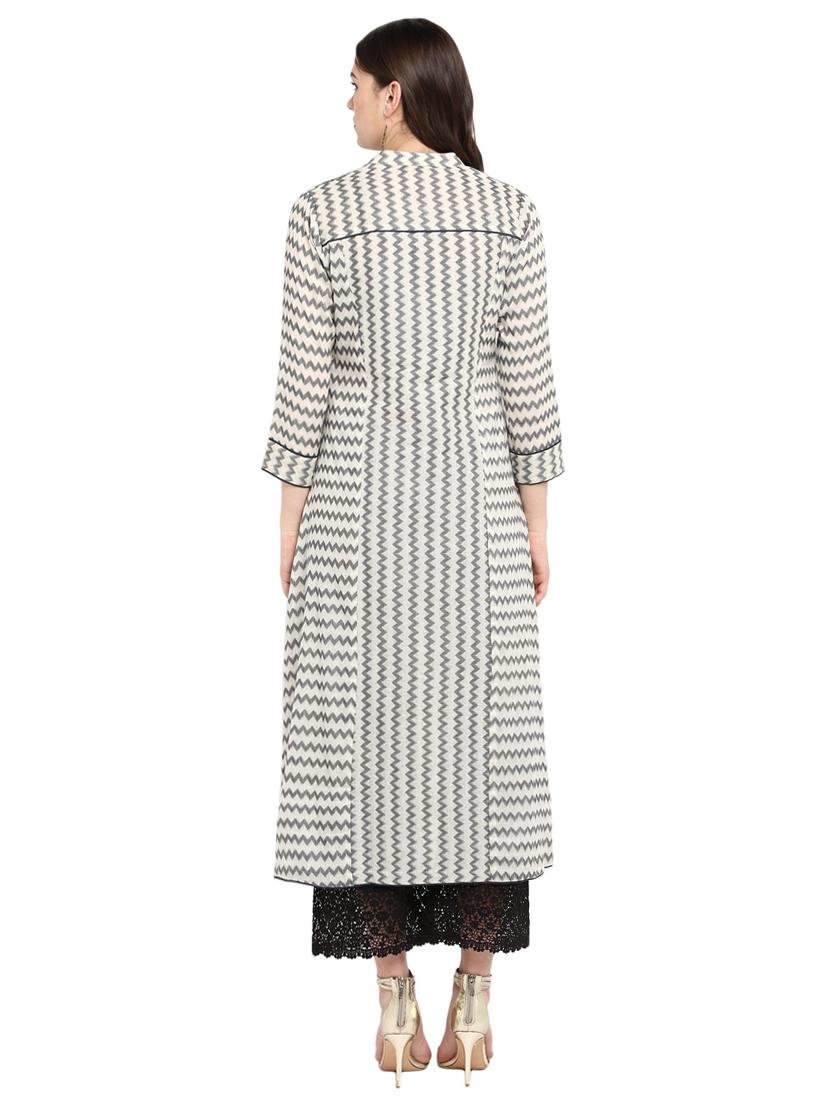 striped a-line kurta - 16618389 - Zoom Image - 3