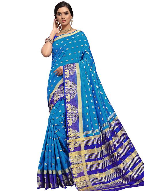 self-design kanjivaram saree with blouse - 16618396 - Standard Image - 1