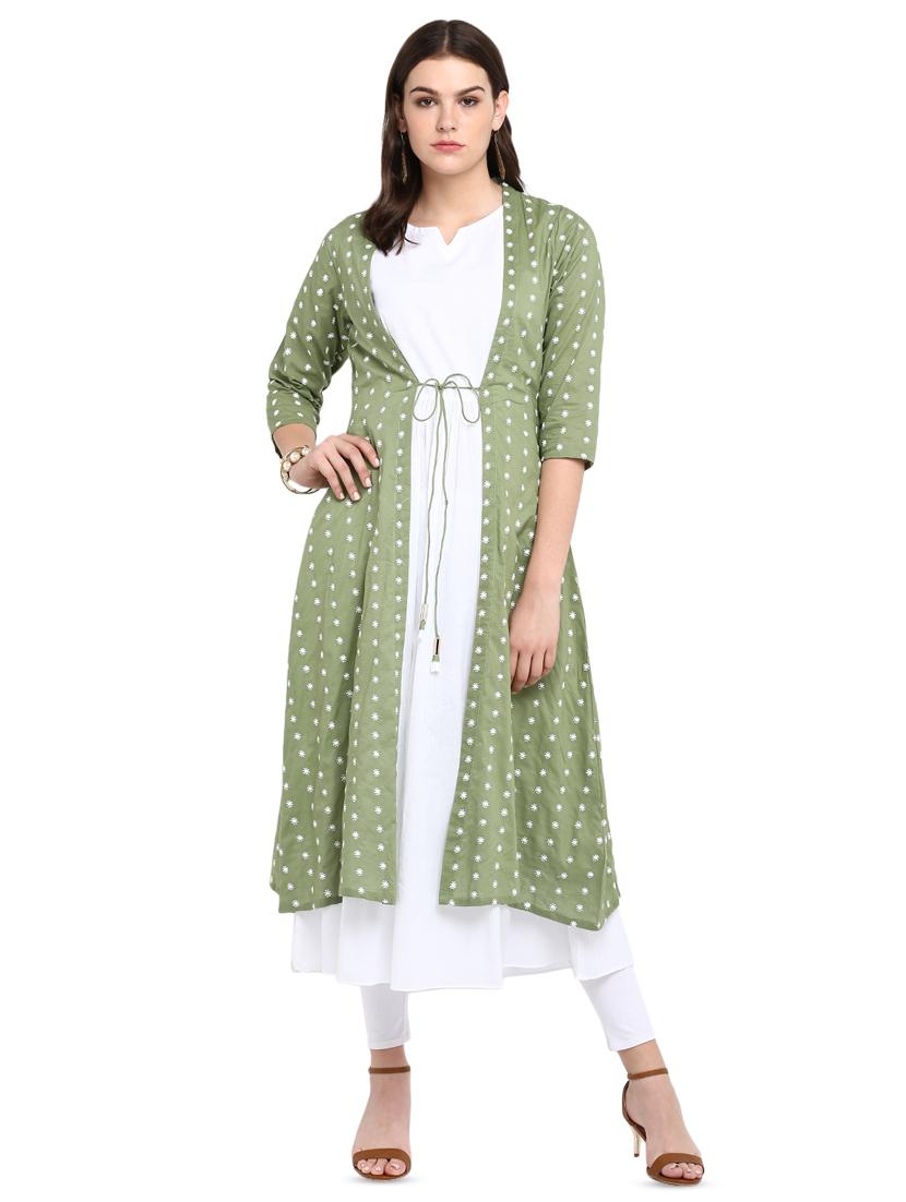 layered kurta with jacket - 16618408 - Zoom Image - 1