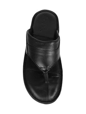 black leather toe separator slippers - 16618561 - Standard Image - 4