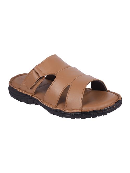 tan leather slip on sandals - 16618565 - Standard Image - 1