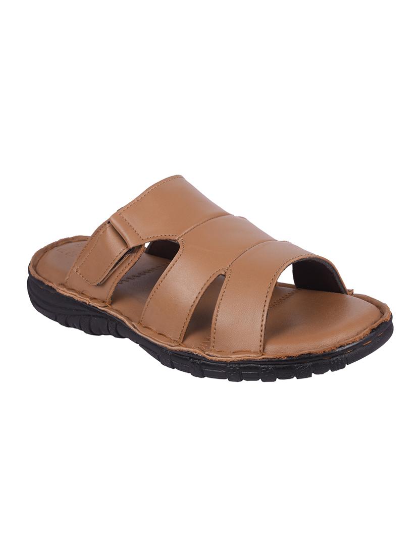 tan leather slip on sandals - 16618565 - Zoom Image - 1