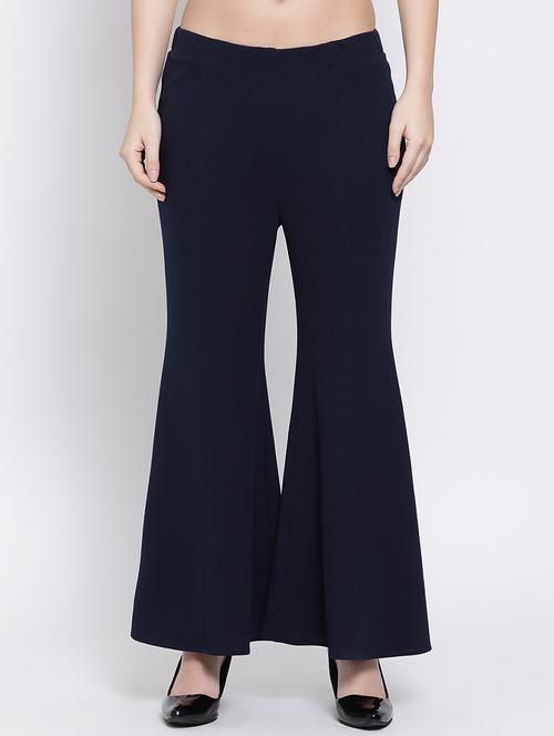 low rise solid flared palazzo - 16618579 - Standard Image - 1