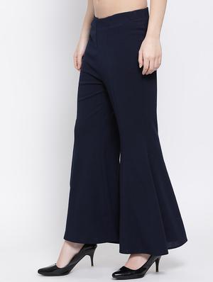low rise solid flared palazzo - 16618579 - Standard Image - 2