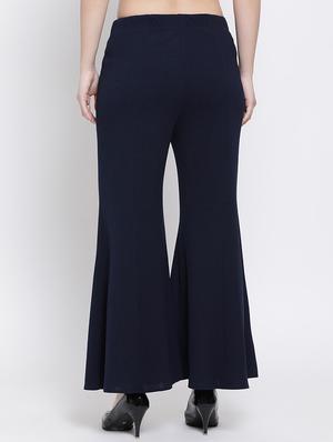 low rise solid flared palazzo - 16618579 - Standard Image - 3