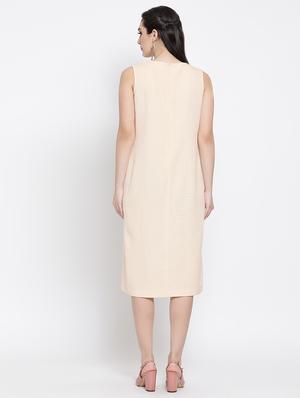 round neck slit detail sheath dress - 16618604 - Standard Image - 3