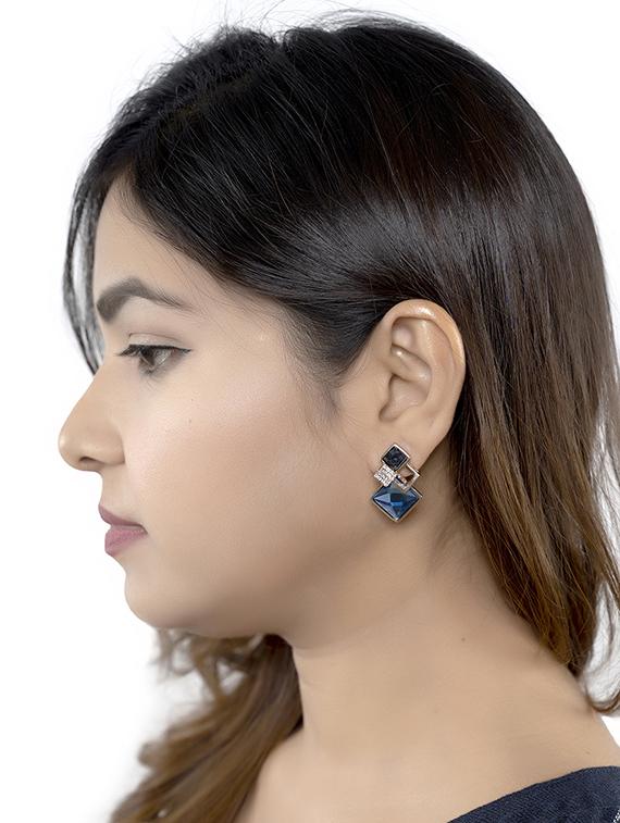 blue crystal drop earrings - 16618633 - Zoom Image - 4