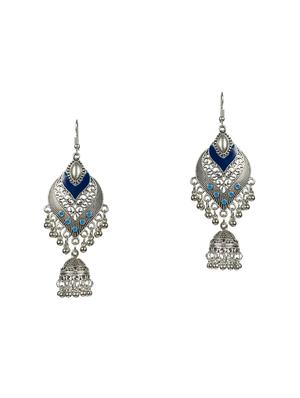 blue metal jhumka earrings - 16618635 - Standard Image - 2