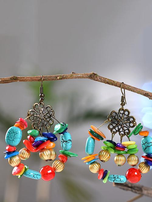 multi colored metal drop earring - 16618636 - Standard Image - 1