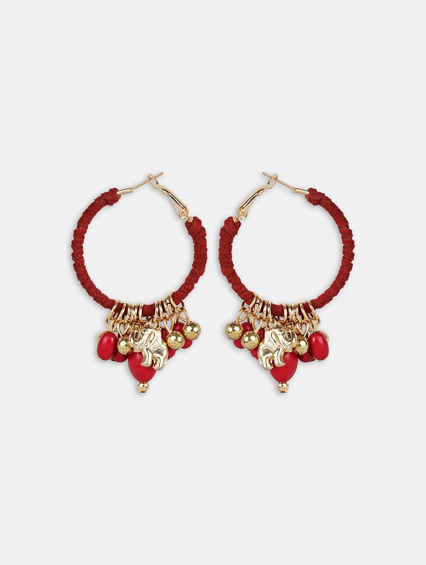 red metal hoop earring - 16618643 - Zoom Image - 2