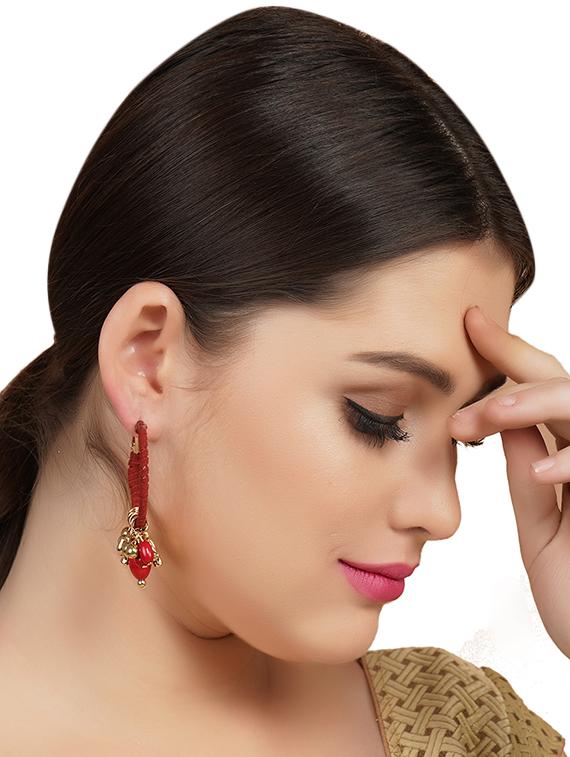 red metal hoop earring - 16618643 - Zoom Image - 4