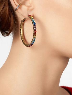 multi colored metal hoop earring - 16618647 - Standard Image - 3
