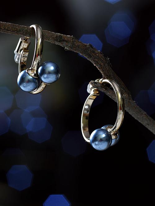 blue gold plated studs earring - 16618649 - Standard Image - 1