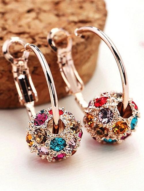 multi colored crystal hoop earring - 16618651 - Standard Image - 1