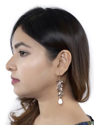 gold metal drop earrings - 16618654 - Standard Image - 4
