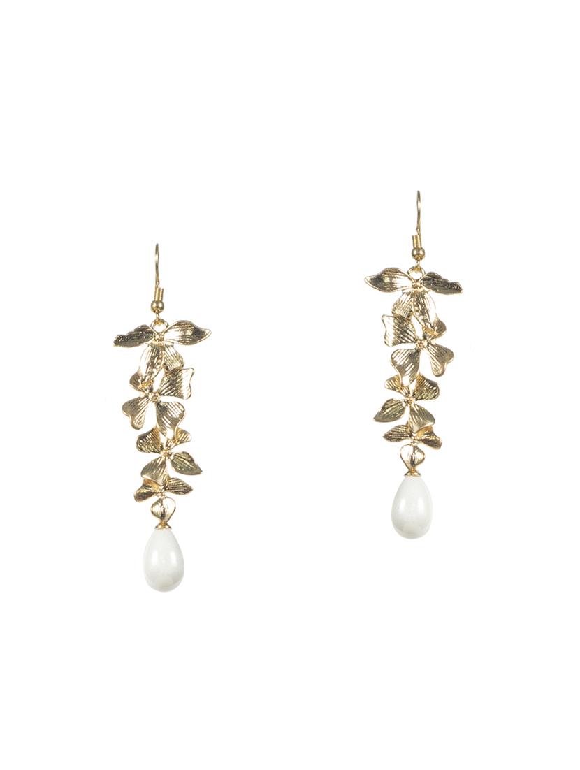 gold metal drop earrings - 16618654 - Zoom Image - 2