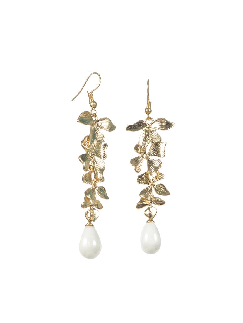 gold metal drop earrings - 16618654 - Zoom Image - 3