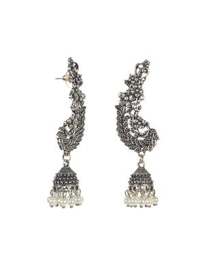 silver tone jhumka earring - 16618655 - Standard Image - 4