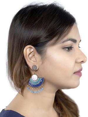 blue metal drop earring - 16618656 - Standard Image - 4