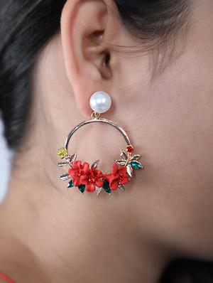 red metal drop earring - 16618662 - Standard Image - 3