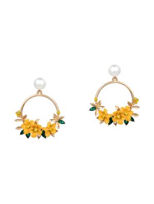 yellow metal drop earring - 16618663 - Standard Image - 2