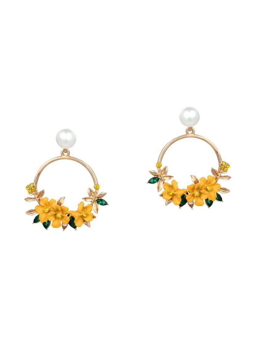 yellow metal drop earring - 16618663 - Zoom Image - 2