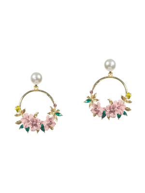 pink metal drop earring - 16618664 - Standard Image - 2