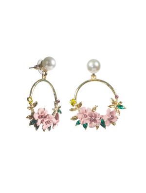 pink metal drop earring - 16618664 - Standard Image - 3