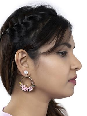 pink metal drop earring - 16618664 - Standard Image - 4