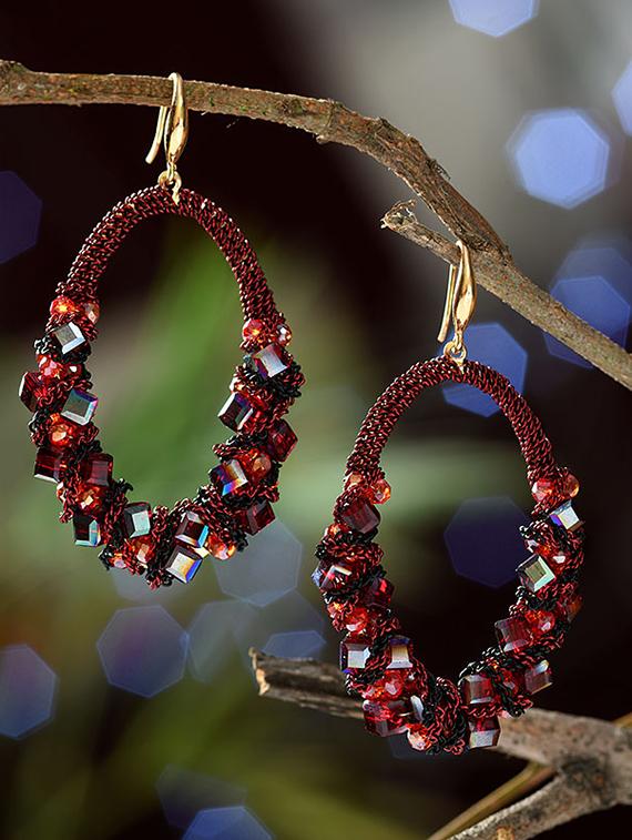 red zinc drop earring - 16618825 - Zoom Image - 1