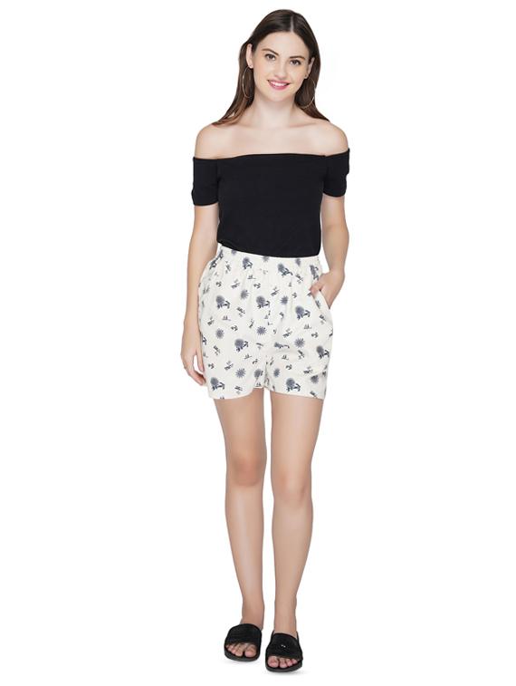 high rise printed shorts - 16619087 - Zoom Image - 4