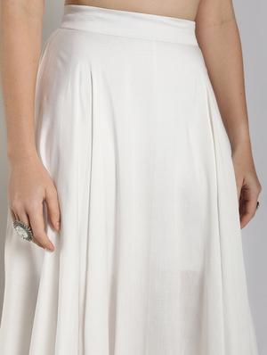 gota work solid kurta with skirt set - 16619280 - Standard Image - 5