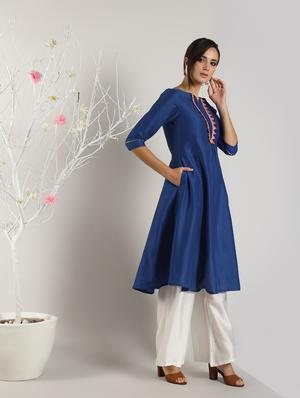 solid kurta palazzo set - 16619282 - Standard Image - 3