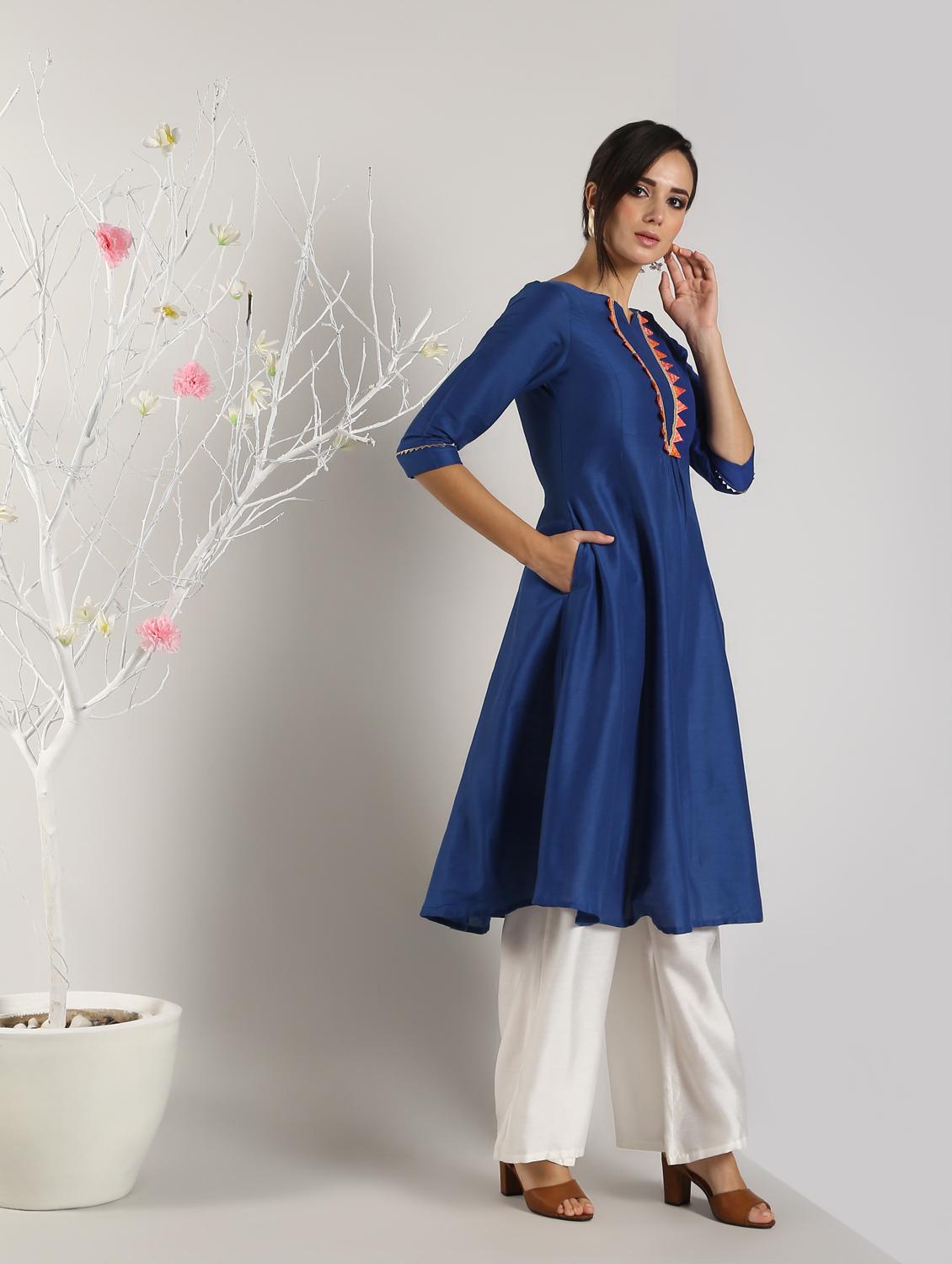 solid kurta palazzo set - 16619282 - Zoom Image - 3