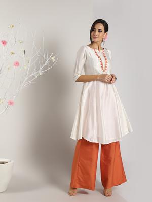 kalidaar solid kurta palazzo set - 16619283 - Standard Image - 2