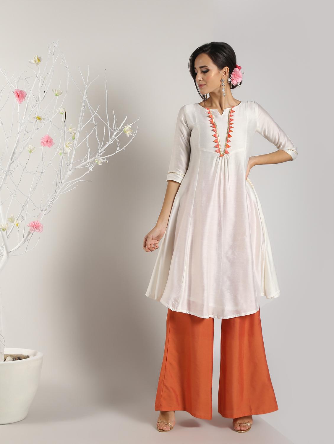 kalidaar solid kurta palazzo set - 16619283 - Zoom Image - 1