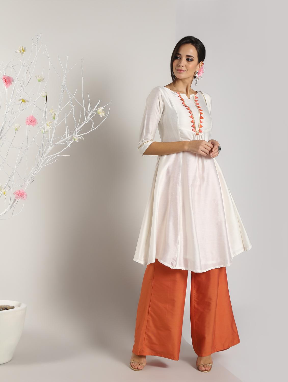 kalidaar solid kurta palazzo set - 16619283 - Zoom Image - 2