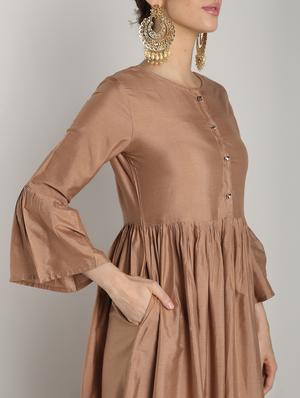 solid flared kurta with palazzo set - 16619291 - Standard Image - 5