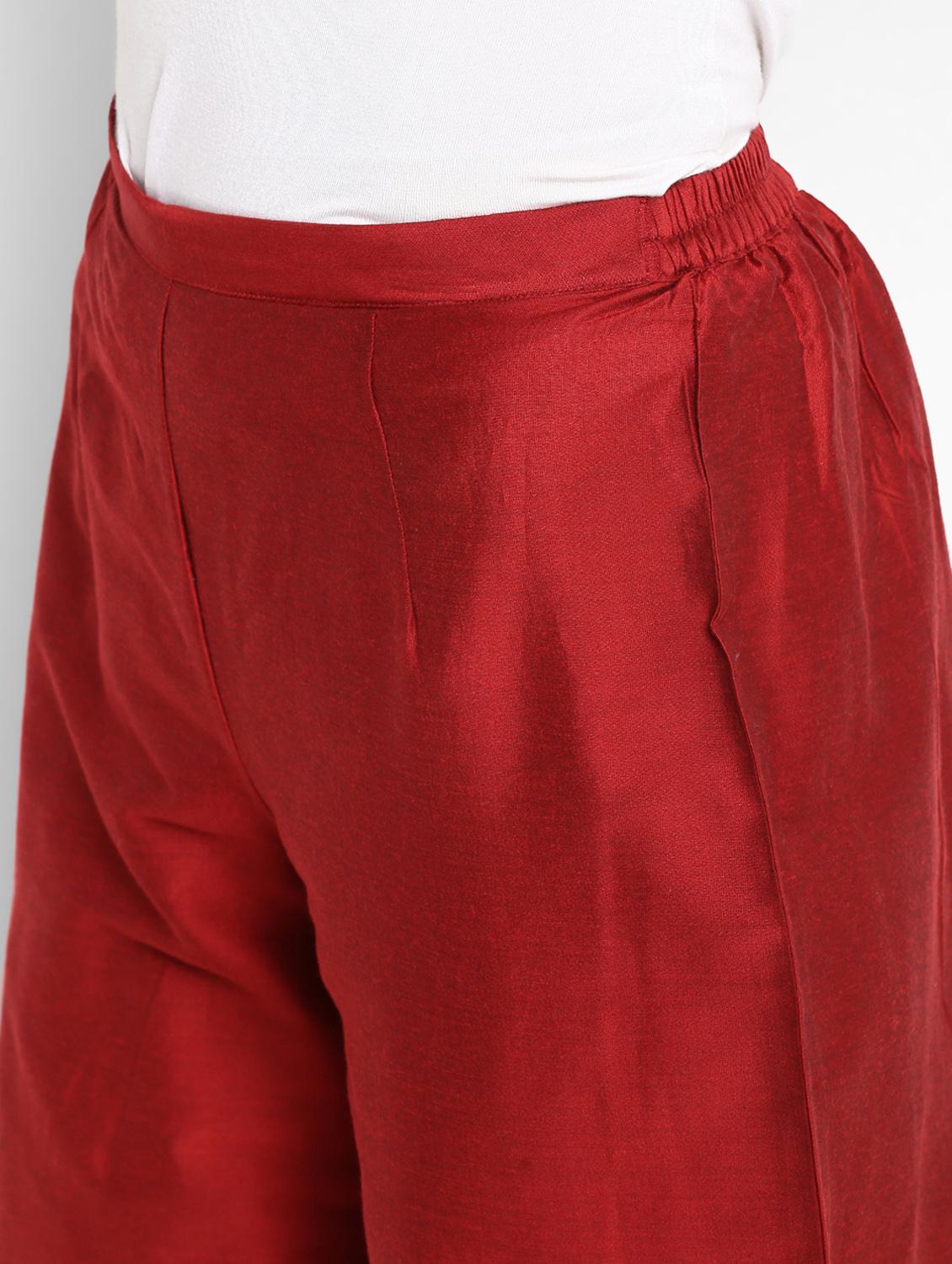 solid flared kurta with palazzo set - 16619291 - Zoom Image - 6