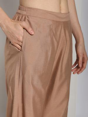 solid a-line kurta with palazzo set - 16619292 - Standard Image - 5