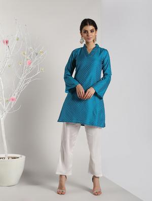 solid kurta with pant set - 16619301 - Standard Image - 2