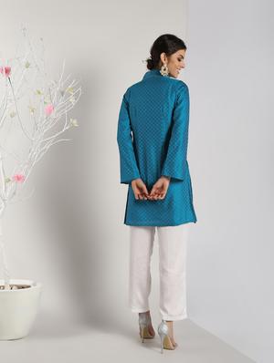 solid kurta with pant set - 16619301 - Standard Image - 3