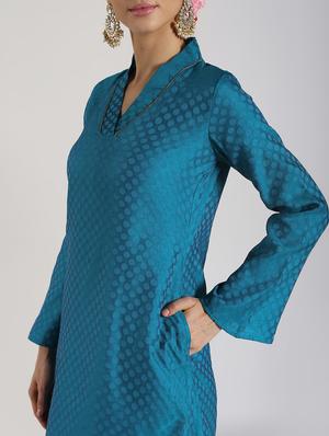 solid kurta with pant set - 16619301 - Standard Image - 4